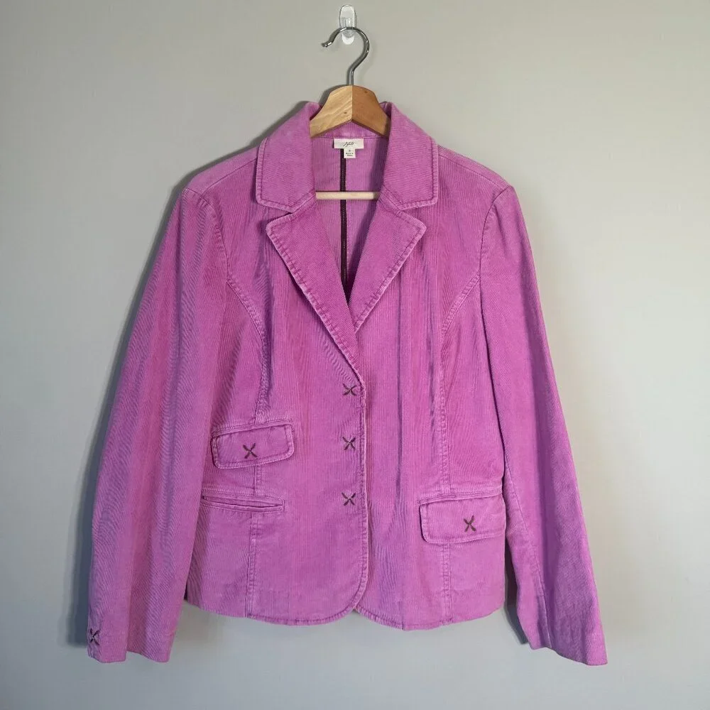 Vintage J. Jill Corduroy Blazer Jacket Women's Small Pink Classic Preppy Career - Picture 2 of 15